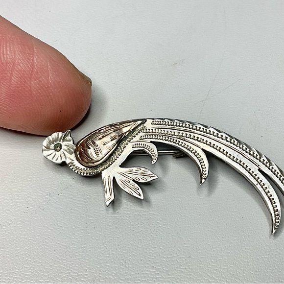 Vintage 900 Silver & 10K Bird Brooch Pin South American - Picture 3 of 6
